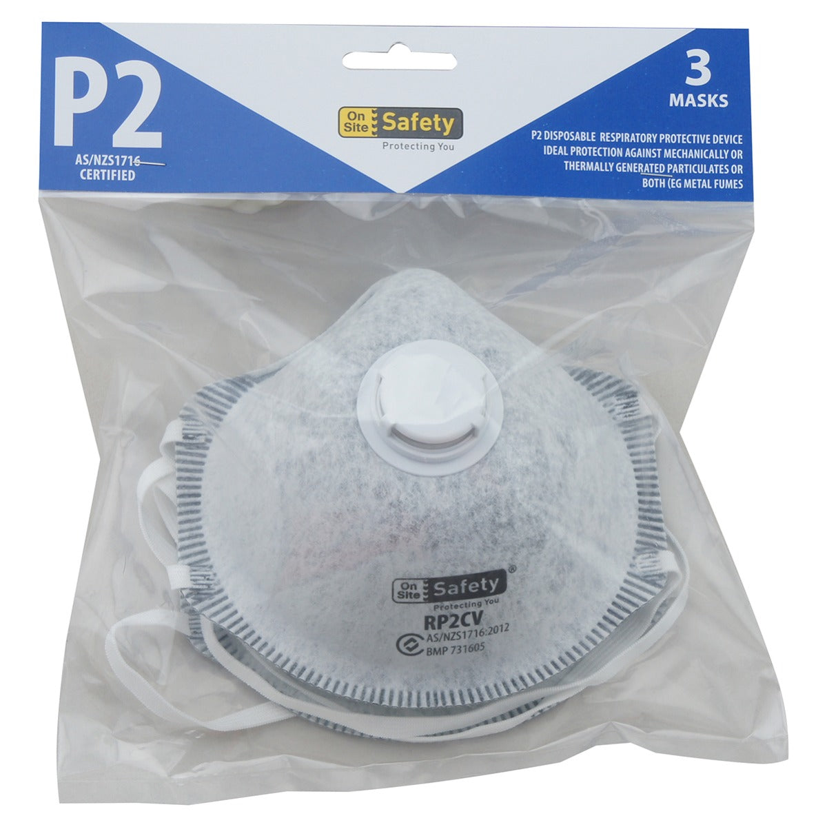 Face Mask - P2 Moulded Respirator with Valve and Carbon - Disposable