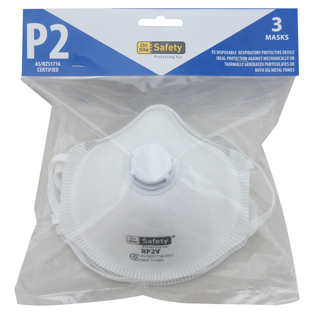 Face Mask - P2 Moulded Respirator with Valve - Disposable